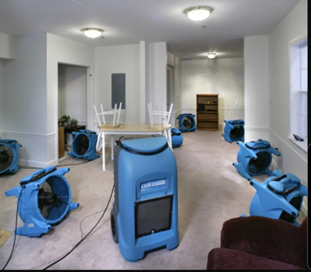 Air movers and dehumidifier setup for Water Extraction & Removal in Montevideo