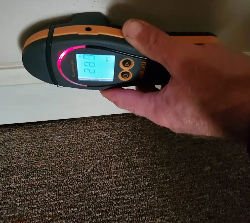Moisture detection at baseboard during Mold Inspection & Testing in Montevideo